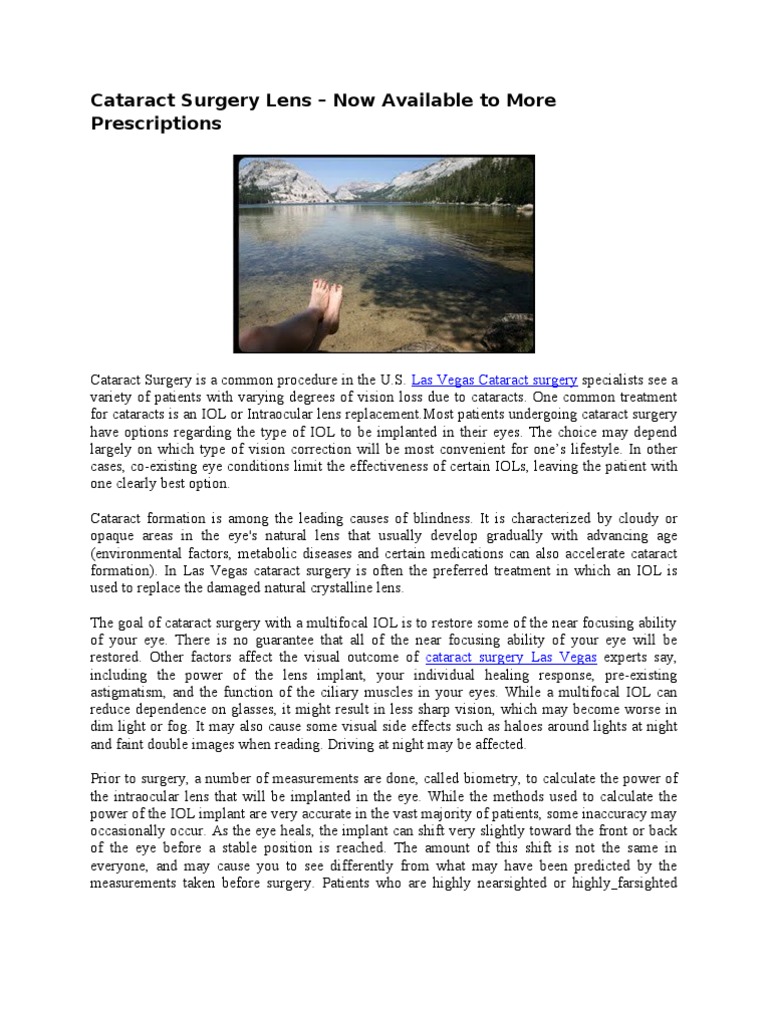 Las Vegas Cataract Surgery PDF Cataract Visual System