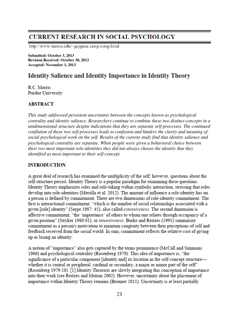 Identity Theory Pdf Identity Social Science Self Concept