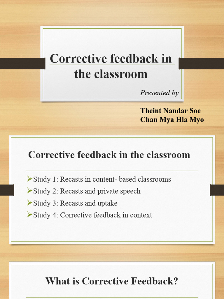 Corrective Feedback in The Classroom | PDF
