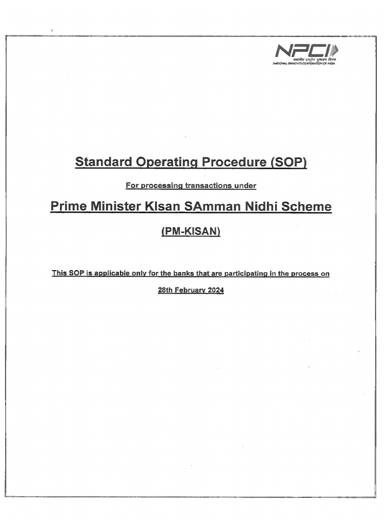 SOP PMKisan 28th Feb 2024 PDF
