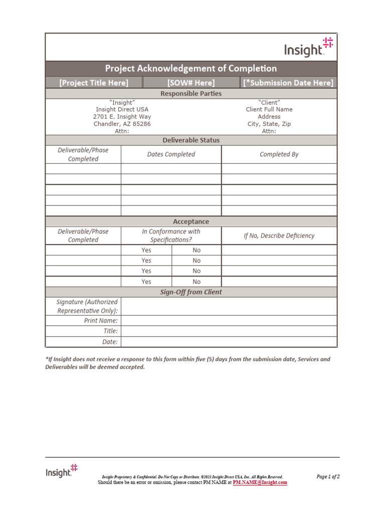 Project Completion Acknowledgement | PDF