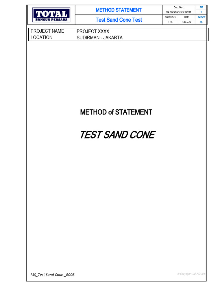 MS - Sand Cone Test - R008 | PDF