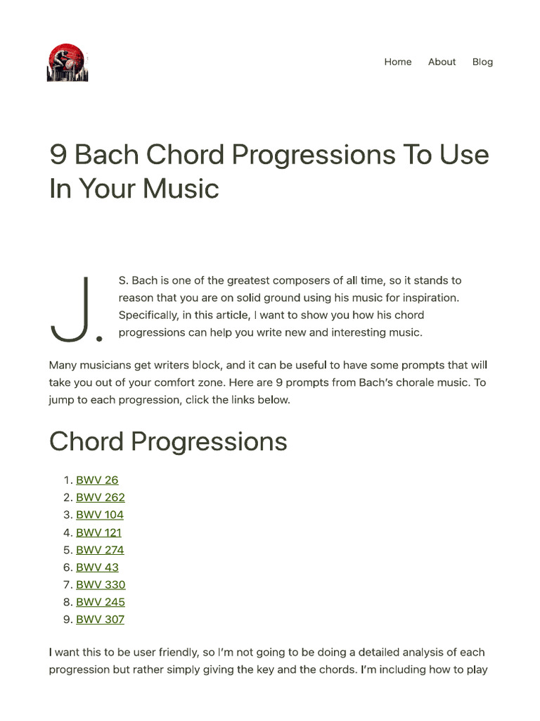 9 Bach Chord Progressions To Use in Your Music - Global Music Theory | PDF