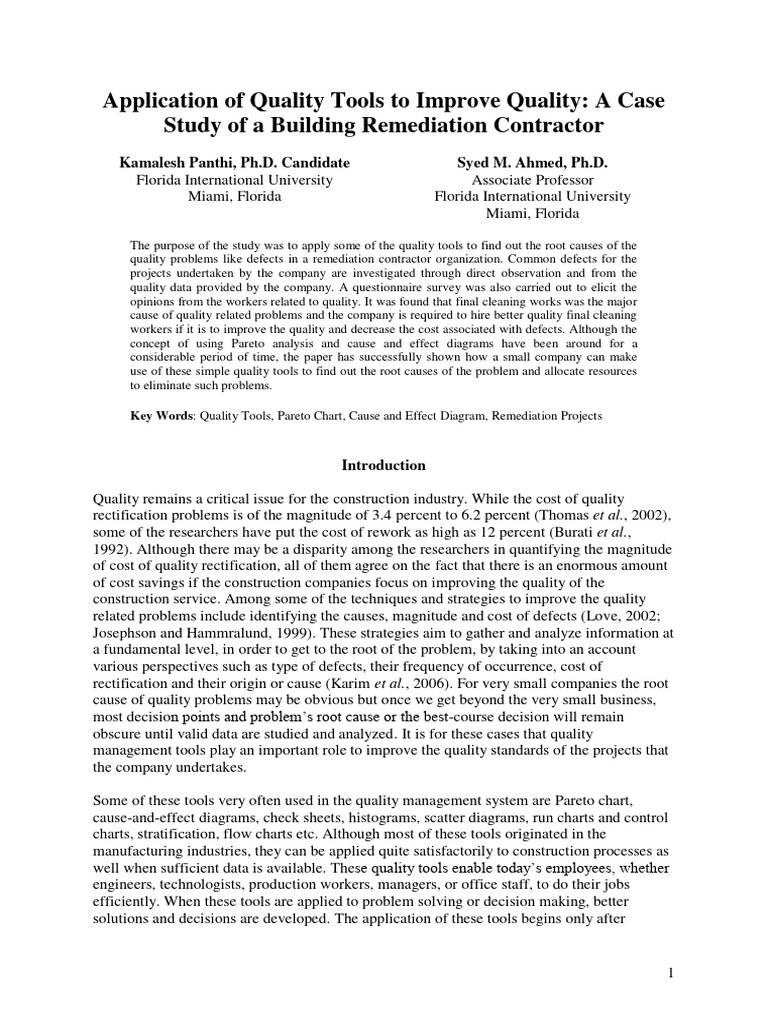  panthi ahmed 2008 application of quality tools to improve quality