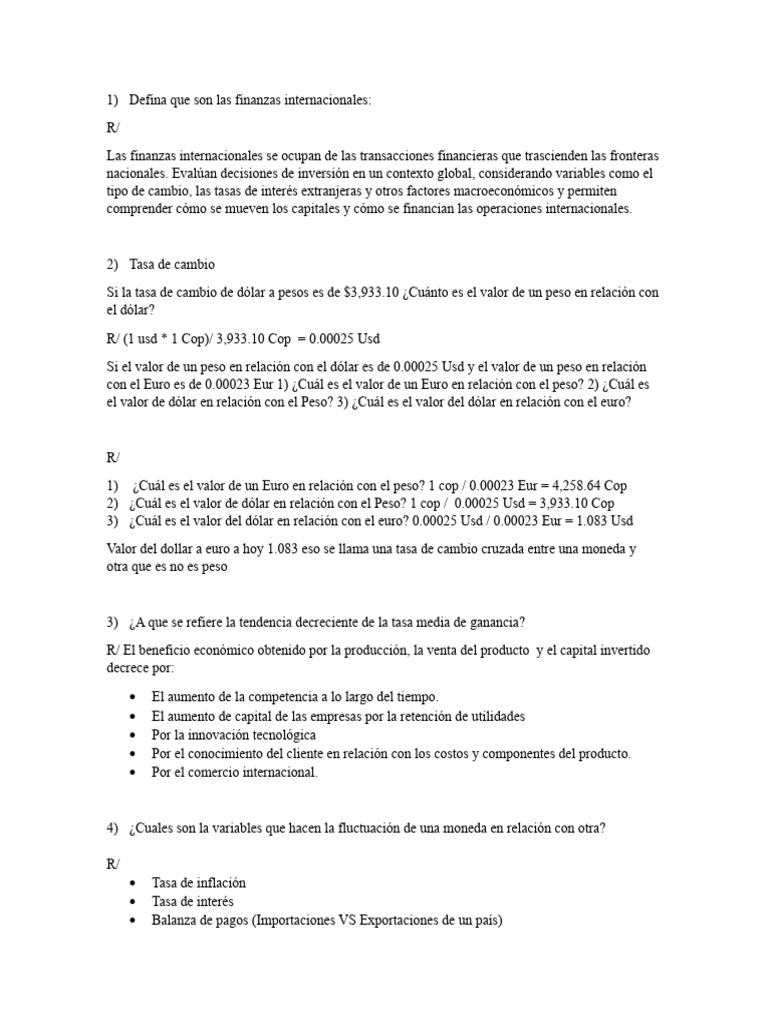 Finanzas Internacionales y Tasas de Cambio | PDF | Tipo de cambio ...