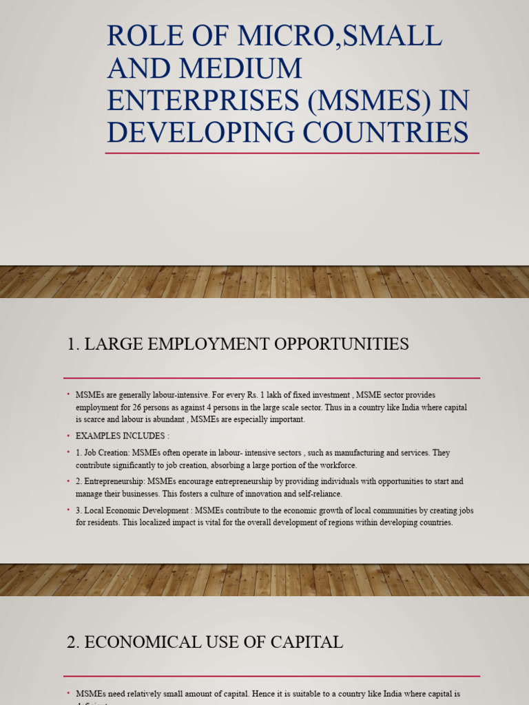 Role of Micro, Small and Medium Enterprises | PDF