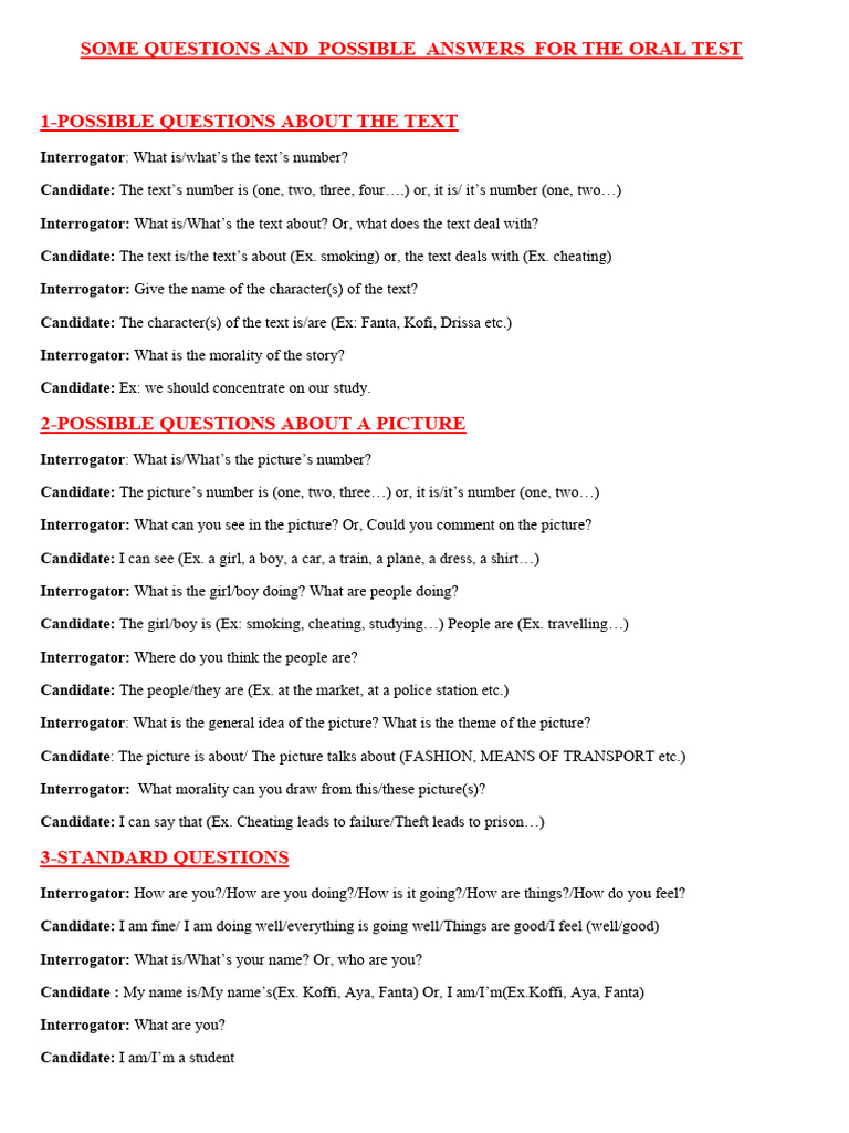 Oral Test | PDF | Foreign Language Studies | Science & Mathematics