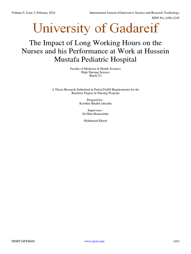 Impact of Long Hours on Nurses' Performance | PDF | Shift Work | Nursing