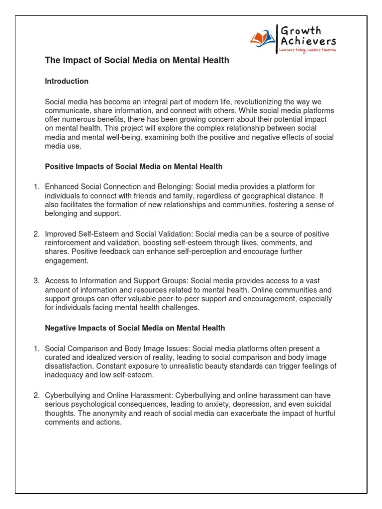 Social Media's Dual Impact on Mental Health | PDF | Social Media ...