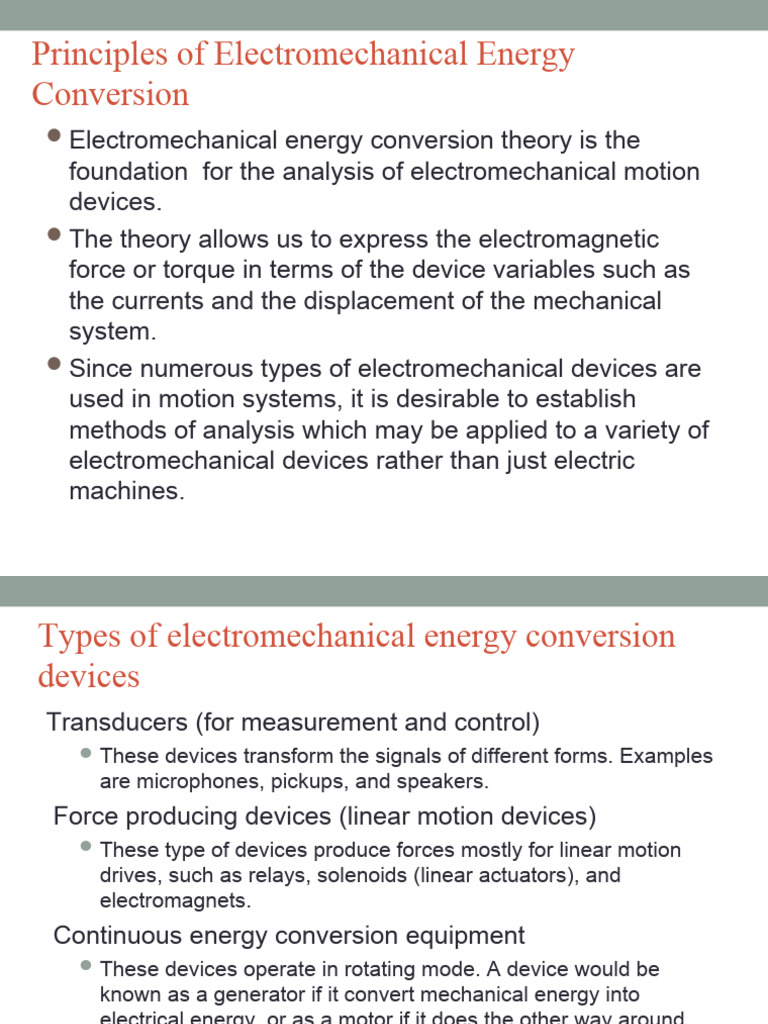 Electromechanical Energy Conversion Principles | PDF