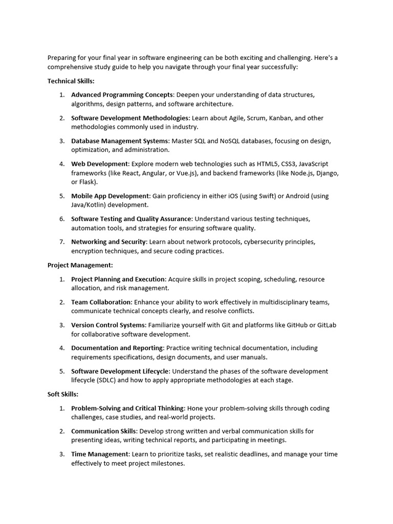 Preparing For Your Final Year in Software Engineering Can Be Both ...