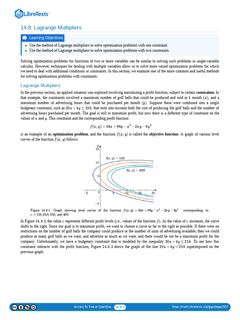 Lagrange Multipliers for Optimization | PDF | Mathematical Optimization ...