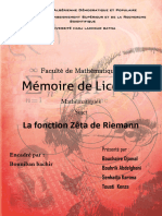 Mémoire de Licence Mathématiques Sujet La Fonction Zêta de Riemann