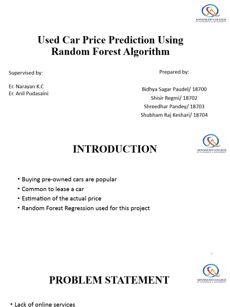 Used Car Price Prediction | PDF | Regression Analysis | Computer ...