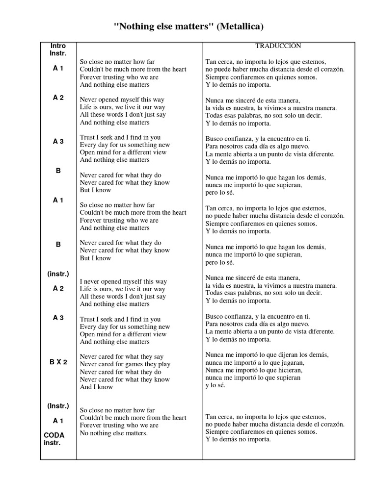 Letra y traducción de 