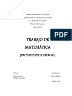 Trabajo de Matemática: (Vectores en El Espacio)