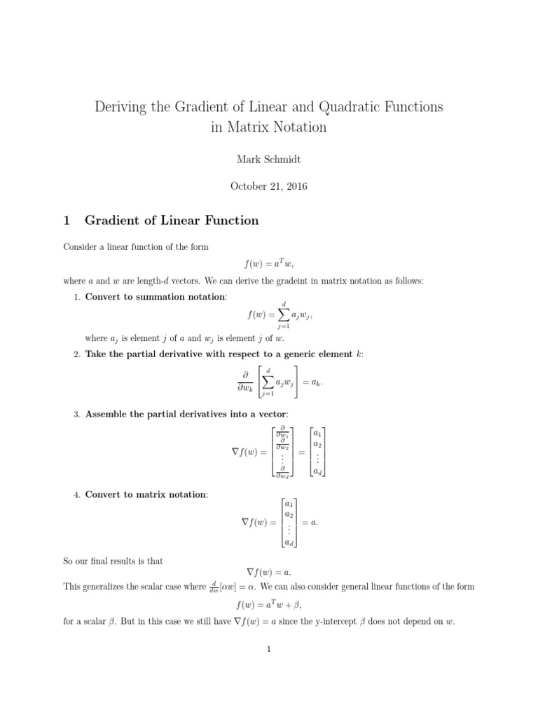 Linear Quadratic Gradients | PDF | Gradient | Linear Algebra