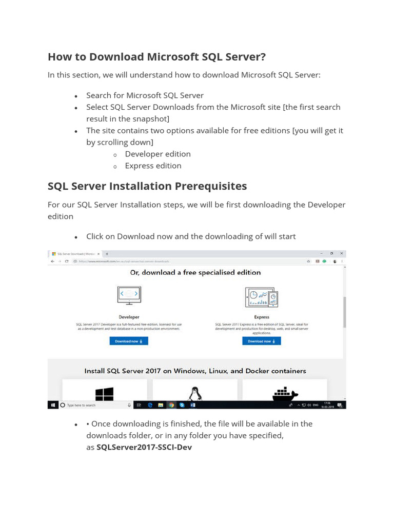 How To Download Microsoft SQL Server | PDF | Microsoft Sql Server ...