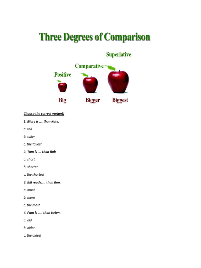 Kelas 5 soal comparative and superlative degree pdf