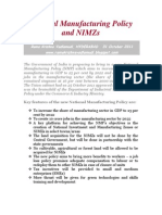 National Manufacturing Policy and NIMZs-VRK100-31Oct2011