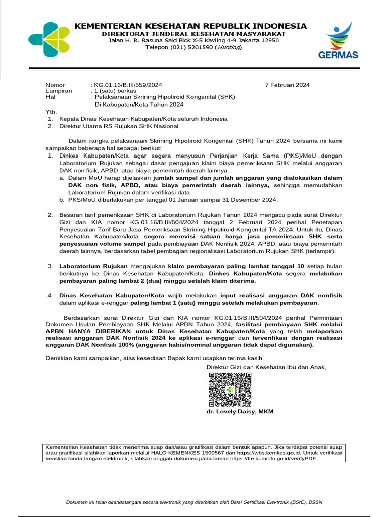 Pelaksanaan Skrining Hipotiroid 2024 | PDF