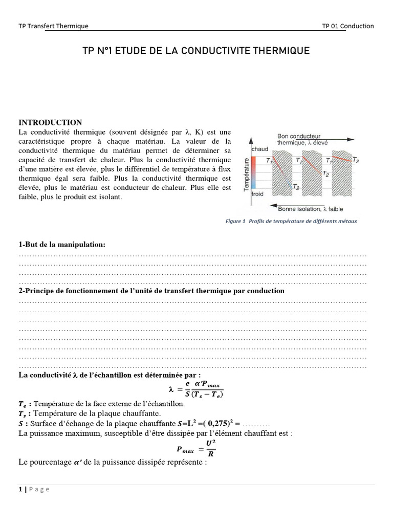 Étude de la Conductivité Thermique PDF Conductivité thermique — free download
