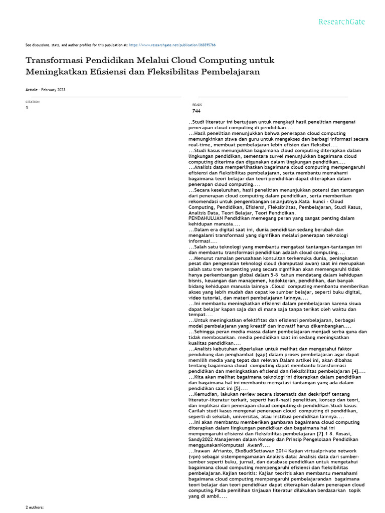 Cloud Computing untuk Pendidikan Efisien | PDF | Komputer