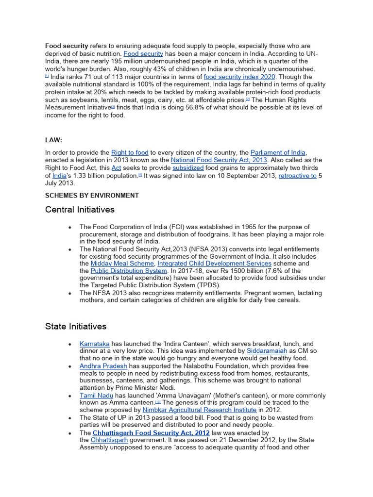 Food Security Pdf Food Security Agriculture