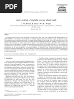 Laser Cutting of Metallic Coated Sheet Steels: G.V.S. Prasad, E. Siores, W.C.K. Wong