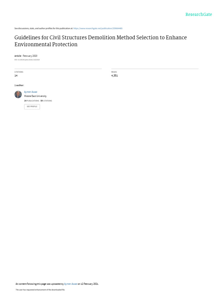 Demolition Methods for Environmental Safety | PDF | Art | Science ...
