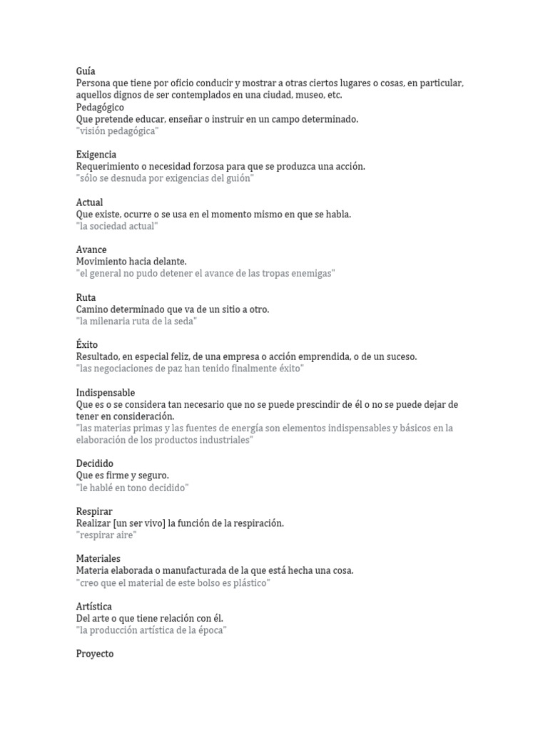 100 Palabras Con Definicion | PDF | Libros | Ligero