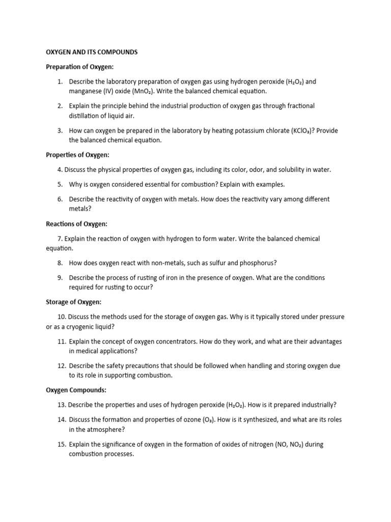 OXYGEN AND ITS COMPOUNDS | PDF