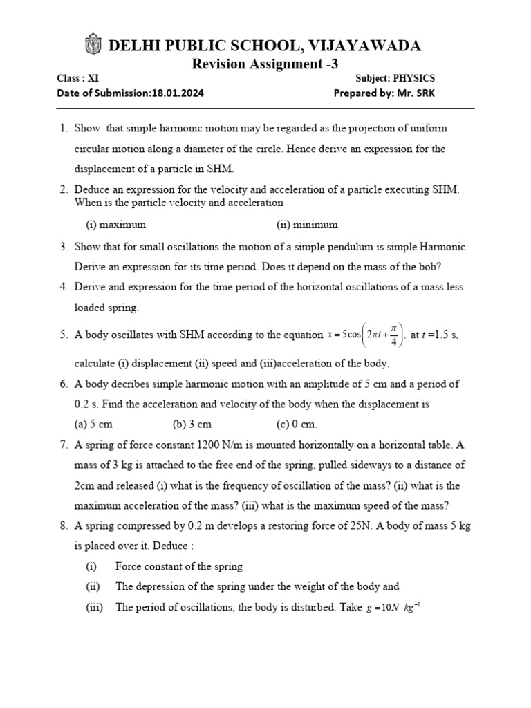 3 - 11 Physics Class Test | PDF