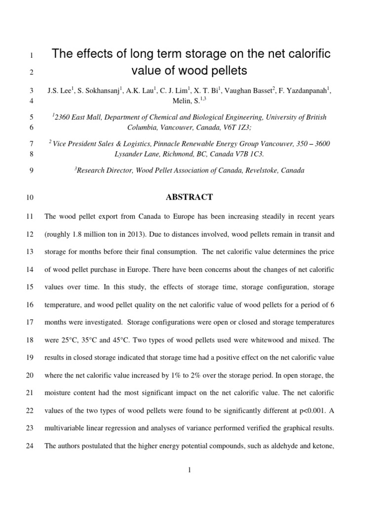 The Effects of Long Term Storage On The Net Calorific Value of Wood ...