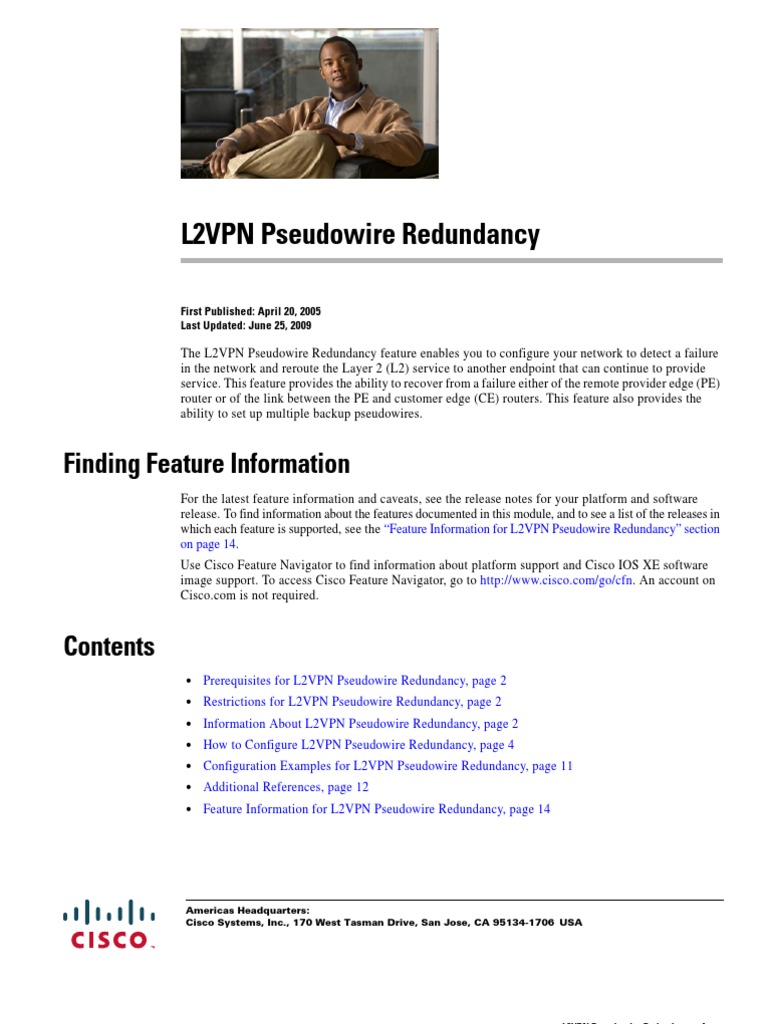 Cisco L2VPN Xconnect Redundancy | PDF | Multiprotocol Label Switching ...