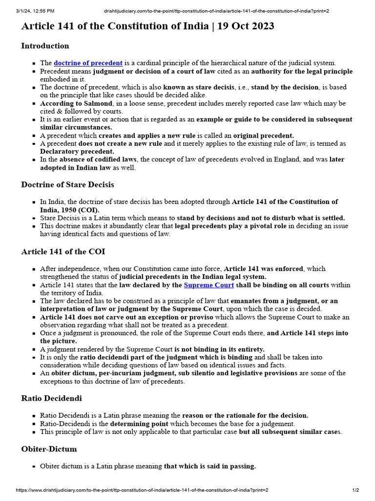 Doctrine Of Stare Decisis