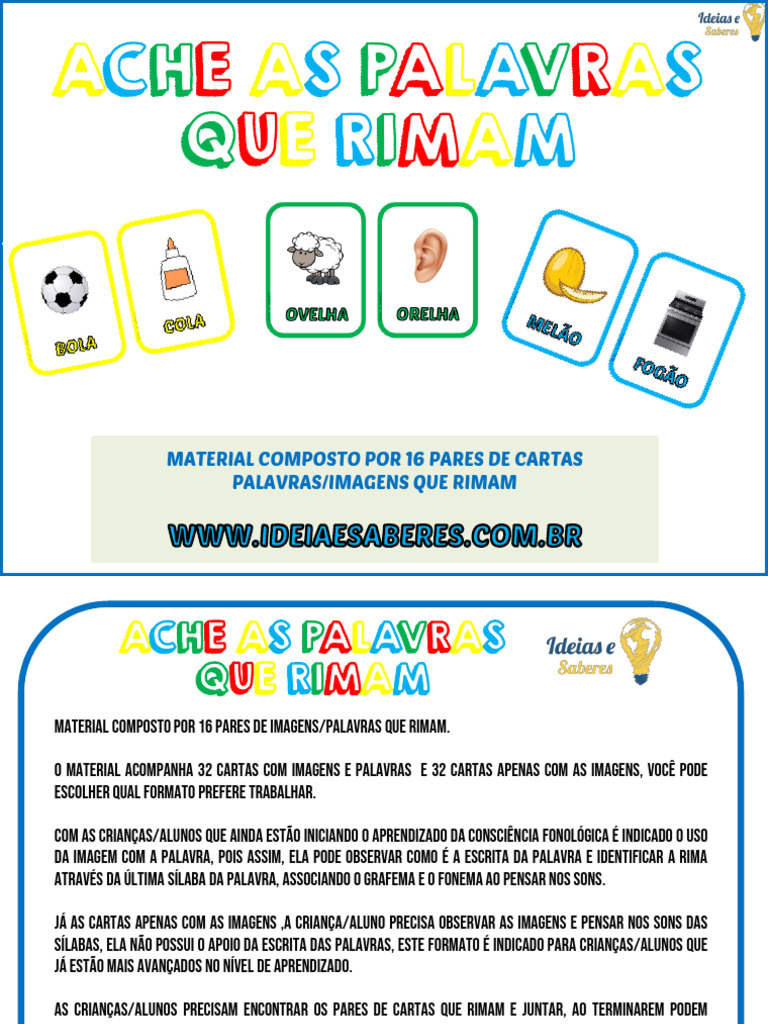 16 Pares de Palavras que Rimam | PDF | Imagem | Blog