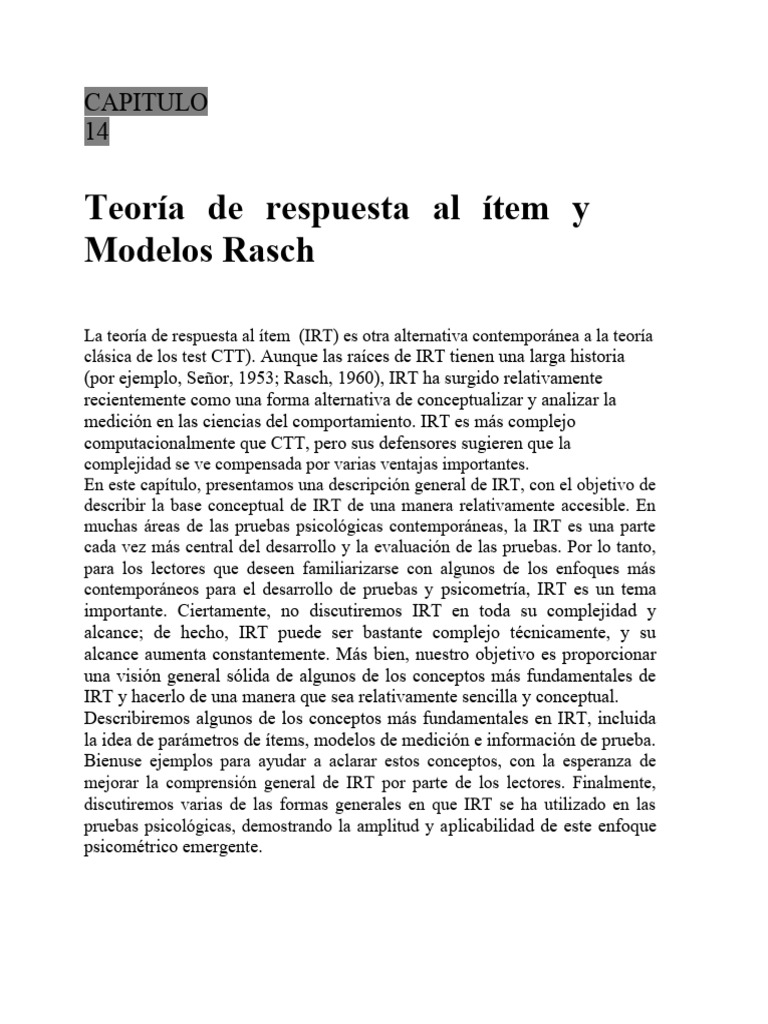 Introducción a la Teoría IRT y Modelos Rasch | PDF | Software ...
