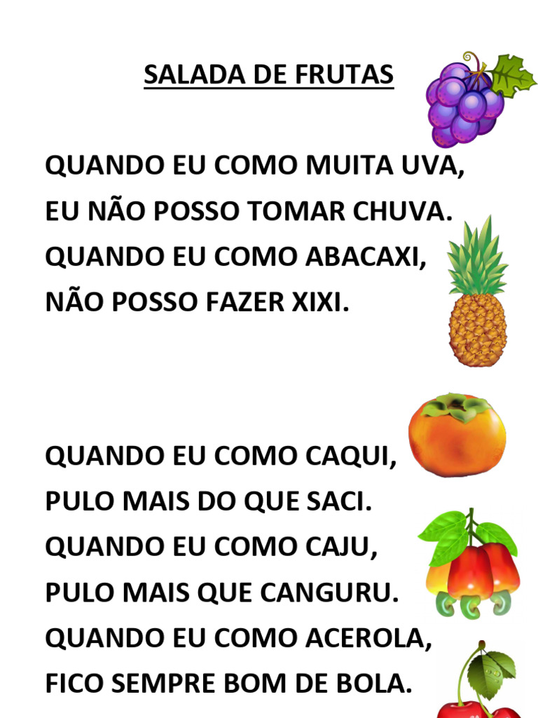 SALADA DE FRUTAS Cartaz Alimentação | PDF