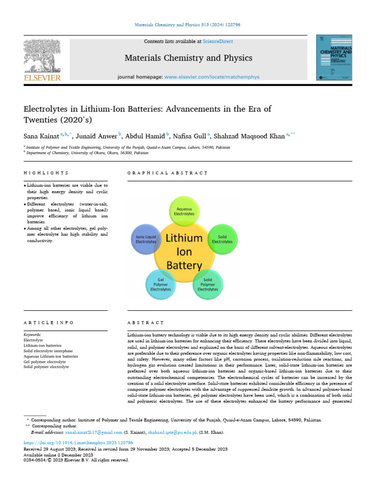 Advancements in Lithium-Ion Electrolytes | PDF | Home & Garden ...