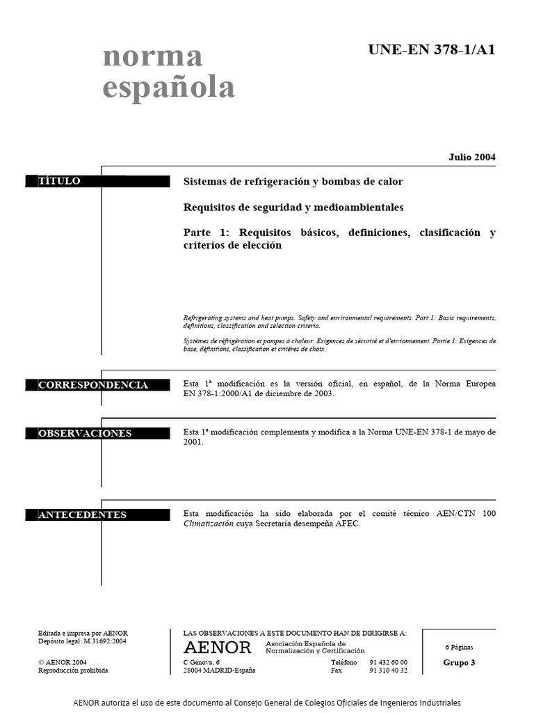 Exigences de la norme EN 378-1 | PDF