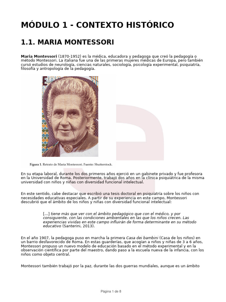 Modulo 1 Contexto Historico | PDF | Educación Montessori | Aprendizaje