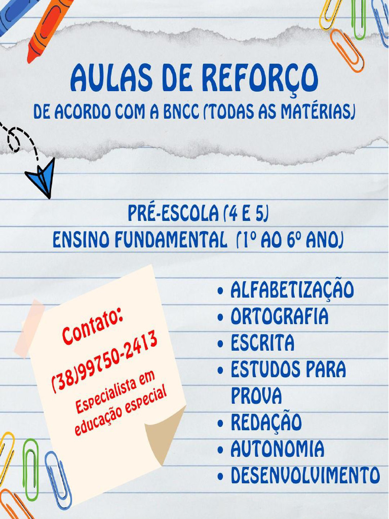 Cartaz Aula de Reforço | PDF