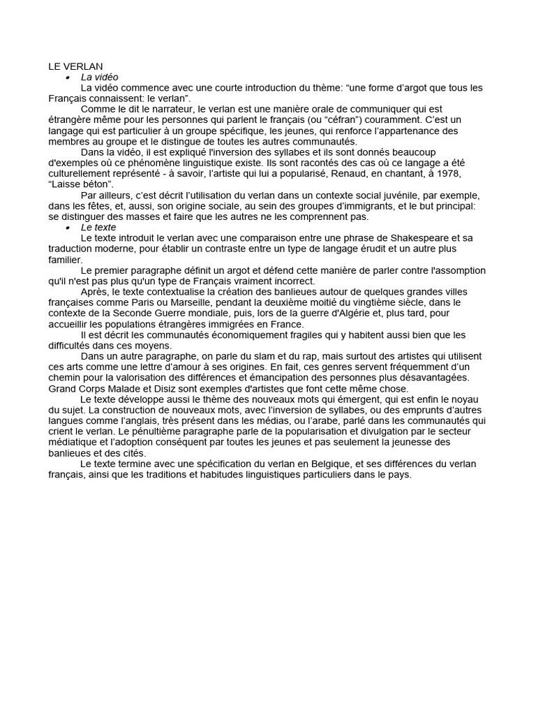 Origine et évolution du verlan | PDF | Études des langues étrangères