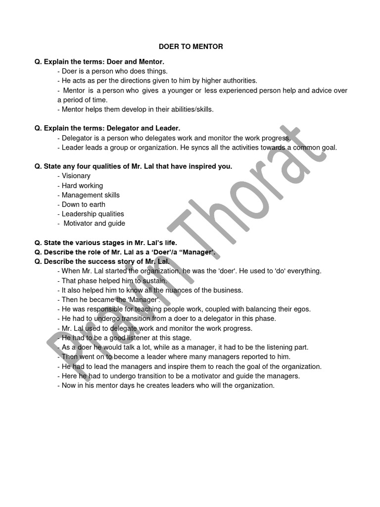 Doer vs. Mentor: Leadership Insights | PDF