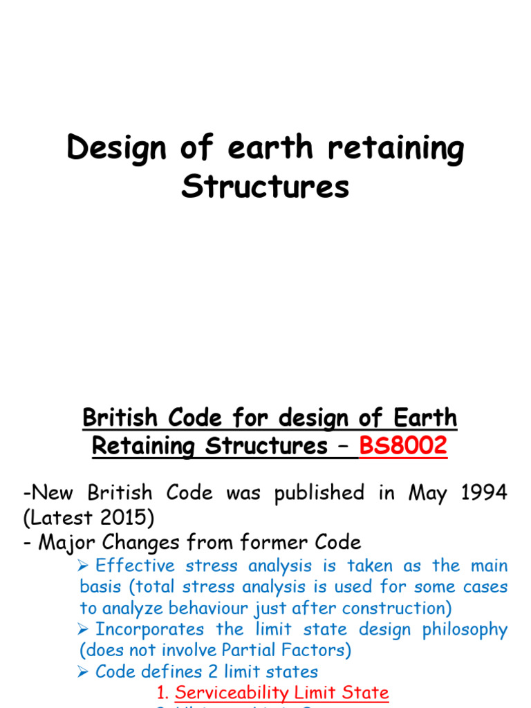 BS8002 Earth Retaining Structures Guide | PDF