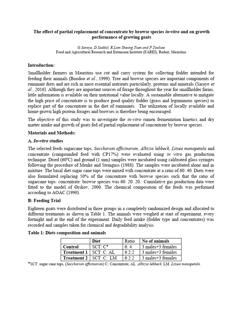 Partial Replacement of Concentrate by Browse G Saraye 21 JN 2020 | PDF ...