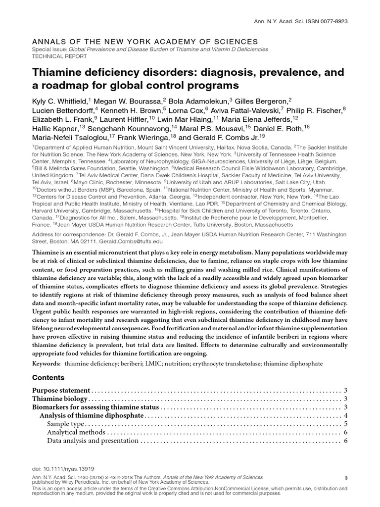 Global Thiamine Deficiency Report | PDF | Metabolism | Adenosine ...
