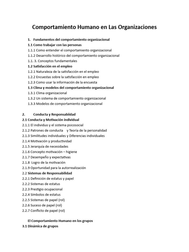 Comportamiento Humano en Las Organizaciones | PDF | Pensamiento | Toma ...