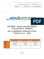 Informe Anual de Seguridad y Salud en El Trabajo de Agricola Don Tomas S.A.C